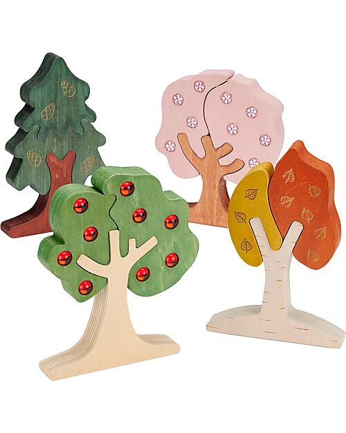 tickit Educational Game FSC Birch Trees - Learn the Seasons - 12 Pieces - 10m+ Wooden Stacking Toys