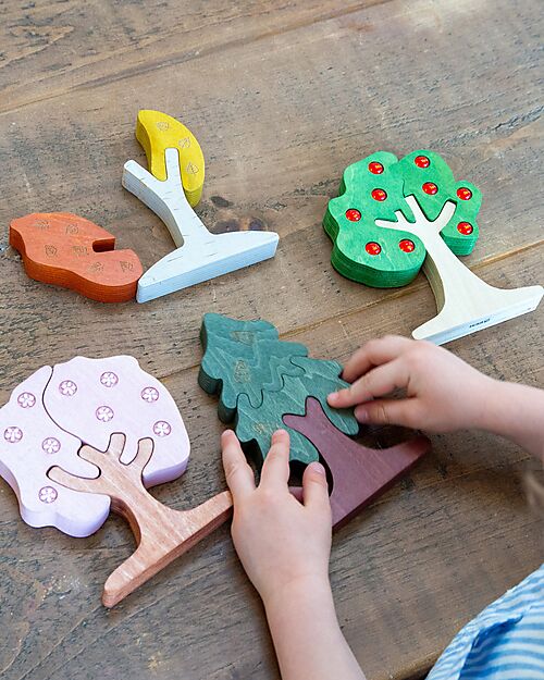 tickit Educational Game FSC Birch Trees - Learn the Seasons - 12 Pieces - 10m+ Wooden Stacking Toys