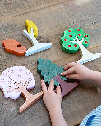 tickit Educational Game FSC Birch Trees - Learn the Seasons - 12 Pieces - 10m+ Wooden Stacking Toys