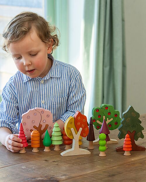 tickit Educational Game FSC Birch Trees - Learn the Seasons - 12 Pieces - 10m+ Wooden Stacking Toys