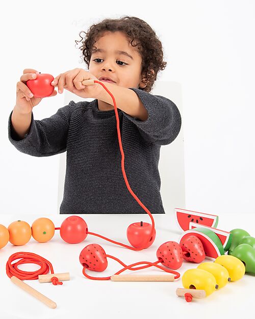 tickit Emu Wood Fruit Threading Set - 21 Pieces - +3 Years Wooden Food