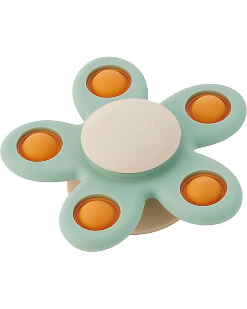 tickit Flower Spinner with Suction Cup - Aqua Green - Food Grade Silicone Newborn Toys_
