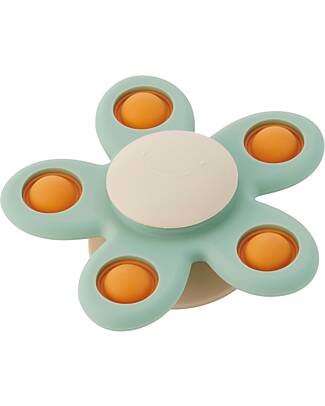 tickit Flower Spinner with Suction Cup - Aqua Green - Food Grade Silicone Newborn Toys_