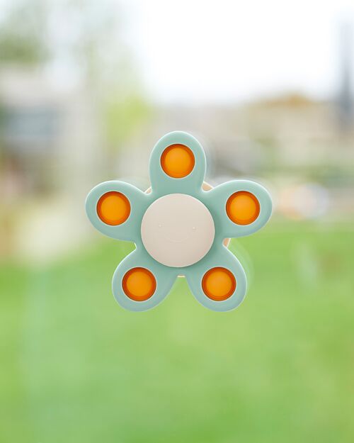 tickit Flower Spinner with Suction Cup - Aqua Green - Food Grade Silicone Newborn Toys_