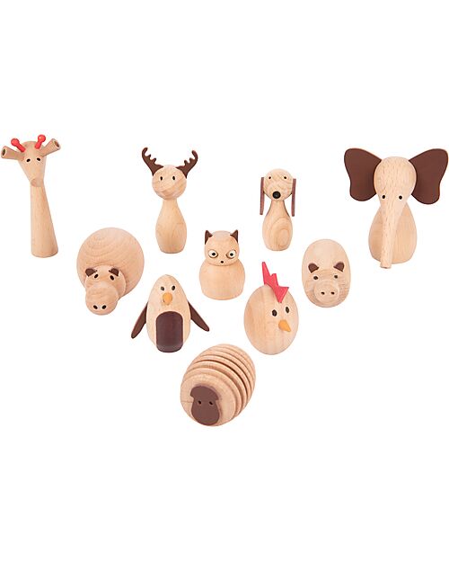 tickit FSC Beech Wood Animal Friends Set - 10 Pieces - +3 Years Wooden Animals