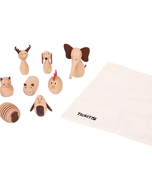 tickit FSC Beech Wood Animal Friends Set - 10 Pieces - +3 Years Wooden Animals