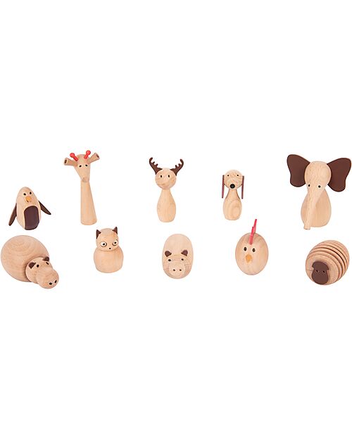 tickit FSC Beech Wood Animal Friends Set - 10 Pieces - +3 Years Wooden Animals