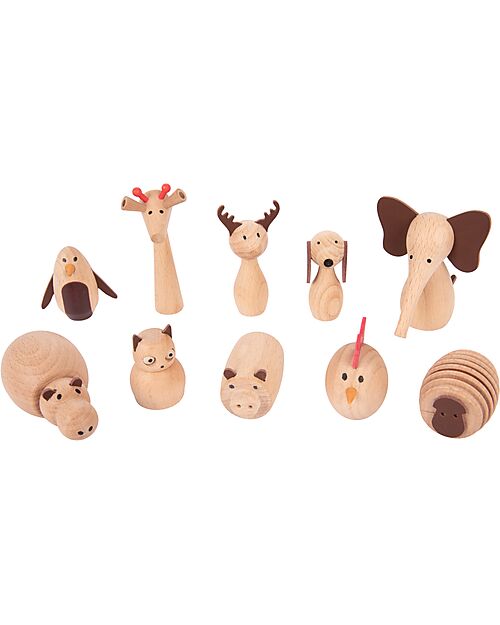 tickit FSC Beech Wood Animal Friends Set - 10 Pieces - +3 Years Wooden Animals