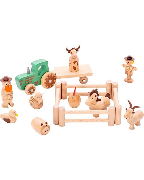 tickit FSC Beech Wood Farm Set - 15 Pieces - A+3 Years Wooden Animals