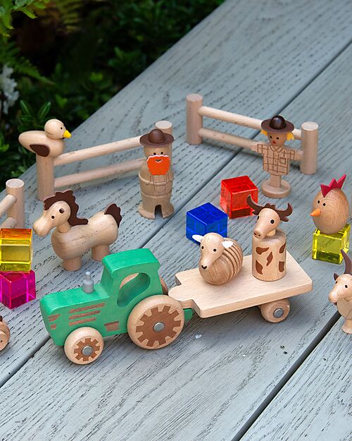 tickit FSC Beech Wood Farm Set - 15 Pieces - A+3 Years Wooden Animals
