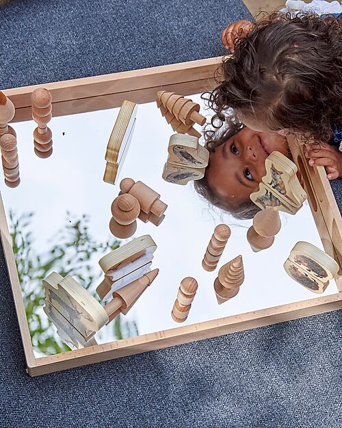 tickit FSC Beech Wood Mirror Tray - 50 x 43,5 x 5 cm - 0+ Sensory Games_