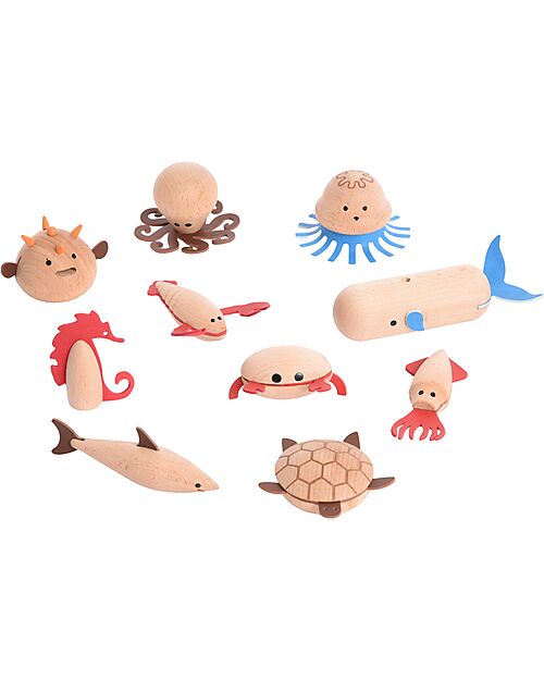 tickit FSC Beech Wood Sea Creatures Set - 10 Pieces - +3 Years Wooden Animals
