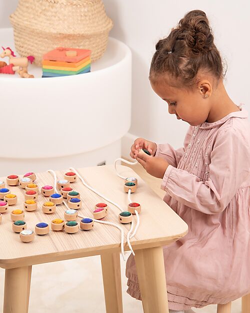tickit FSC Beech Wood Threading Jewelry Set - 36 Pieces - 2.5 x 3 cm - +3 Years Wooden Stacking Toys