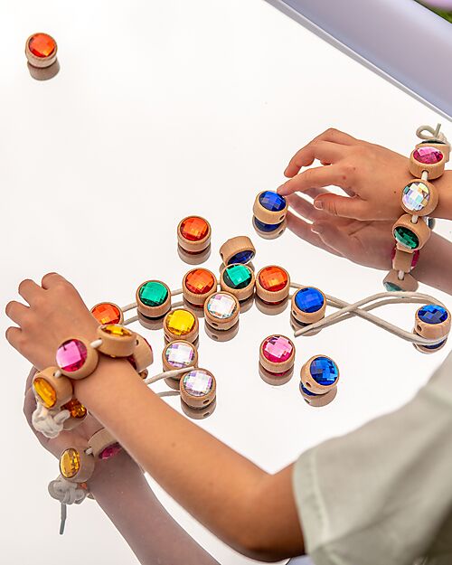 tickit FSC Beech Wood Threading Jewelry Set - 36 Pieces - 2.5 x 3 cm - +3 Years Wooden Stacking Toys