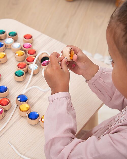 tickit FSC Beech Wood Threading Jewelry Set - 36 Pieces - 2.5 x 3 cm - +3 Years Wooden Stacking Toys