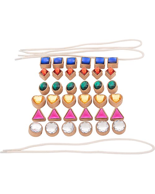tickit FSC Beech Wood Threading Jewelry Set - Geometric Shapes - 36 Pieces - 2.5 x 3 cm - +3 Years Wooden Stacking Toys