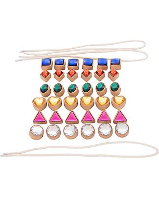 tickit FSC Beech Wood Threading Jewelry Set - Geometric Shapes - 36 Pieces - 2.5 x 3 cm - +3 Years Wooden Stacking Toys