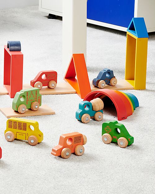 tickit FSC Beech Wood Vehicles - Rainbow - 12 Pieces - 12m+ Wooden Toy Cars, Trains & Trucks