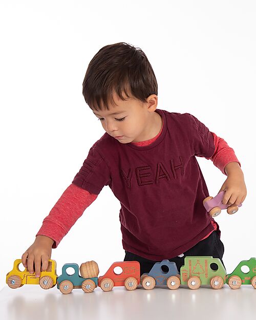 tickit FSC Beech Wood Vehicles - Rainbow - 12 Pieces - 12m+ Wooden Toy Cars, Trains & Trucks