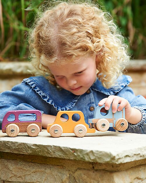 tickit FSC Beech Wood Vehicles - Rainbow - 12 Pieces - 12m+ Wooden Toy Cars, Trains & Trucks