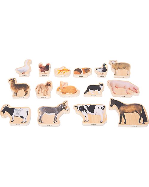 tickit FSC Birch Wood Blocks - Domestic Animals - 15 Pieces - 0+ Wooden Animals