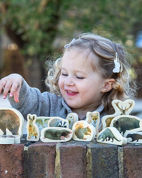 tickit FSC Birch Wood Blocks - Forest Animals - 15 Pieces - 0+ Wooden Animals