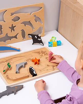 tickit FSC Birch Wood Interlocking Puzzle Game - Ocean Animals - 10 Pieces - 12m+ Wooden Stacking Toys