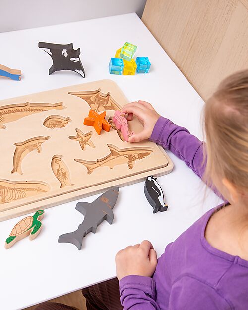 tickit FSC Birch Wood Interlocking Puzzle Game - Ocean Animals - 10 Pieces - 12m+ Wooden Stacking Toys