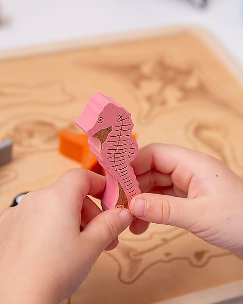 tickit FSC Birch Wood Interlocking Puzzle Game - Ocean Animals - 10 Pieces - 12m+ Wooden Stacking Toys