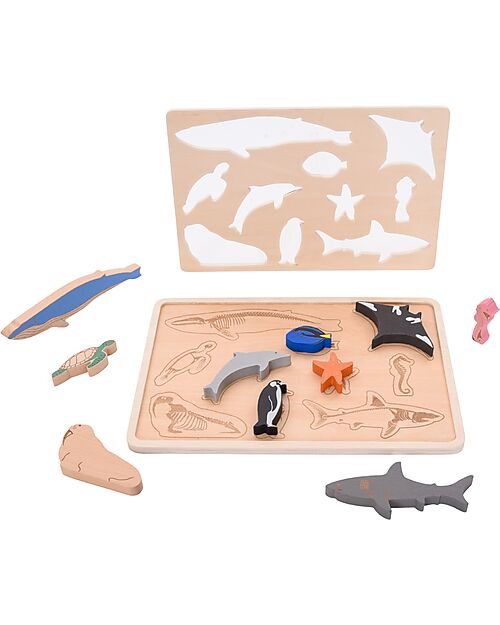 tickit FSC Birch Wood Interlocking Puzzle Game - Ocean Animals - 10 Pieces - 12m+ Wooden Stacking Toys