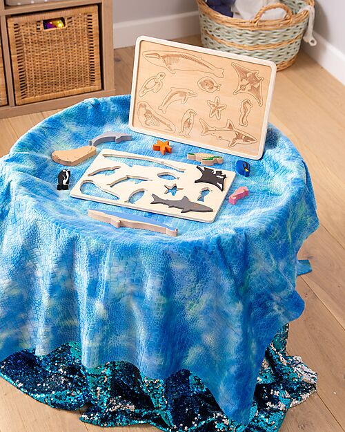 tickit FSC Birch Wood Interlocking Puzzle Game - Ocean Animals - 10 Pieces - 12m+ Wooden Stacking Toys