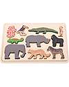 tickit FSC Birch Wood Interlocking Puzzle Game - Safari Animals - 10 Pieces - 12m+ Wooden Stacking Toys