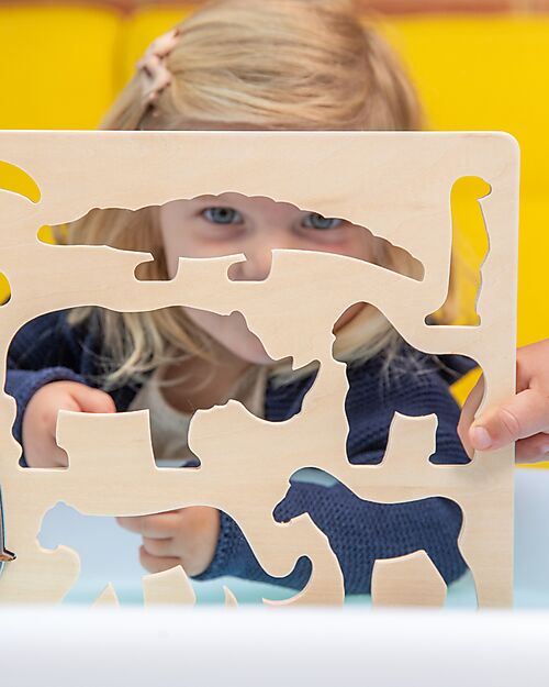 tickit FSC Birch Wood Interlocking Puzzle Game - Safari Animals - 10 Pieces - 12m+ Wooden Stacking Toys