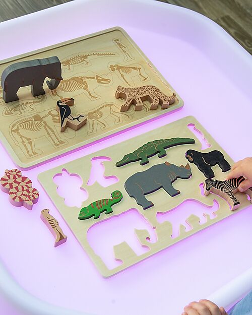 tickit FSC Birch Wood Interlocking Puzzle Game - Safari Animals - 10 Pieces - 12m+ Wooden Stacking Toys
