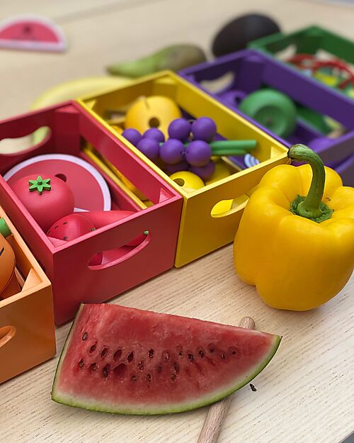 tickit FSC Emu Wood Fruit and Vegetable Threading Set - 26 Pieces - +3 Years Wooden Food