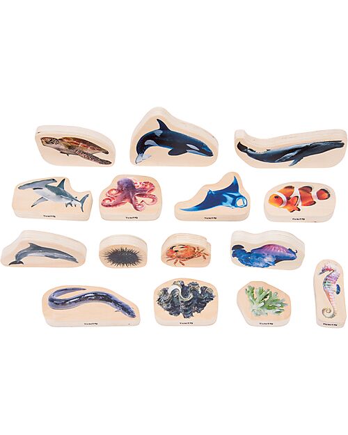 tickit FSC Poplar FSC Blocks - Sea Life - 15 Pieces - 0+ Wooden Animals