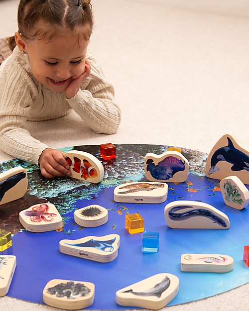 tickit FSC Poplar FSC Blocks - Sea Life - 15 Pieces - 0+ Wooden Animals