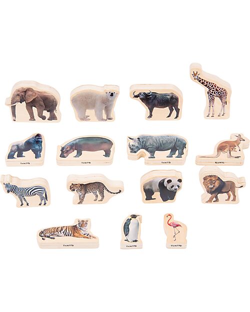 tickit FSC Poplar FSC Blocks - Wild Animals - 15 Pieces - 0+ Wooden Animals