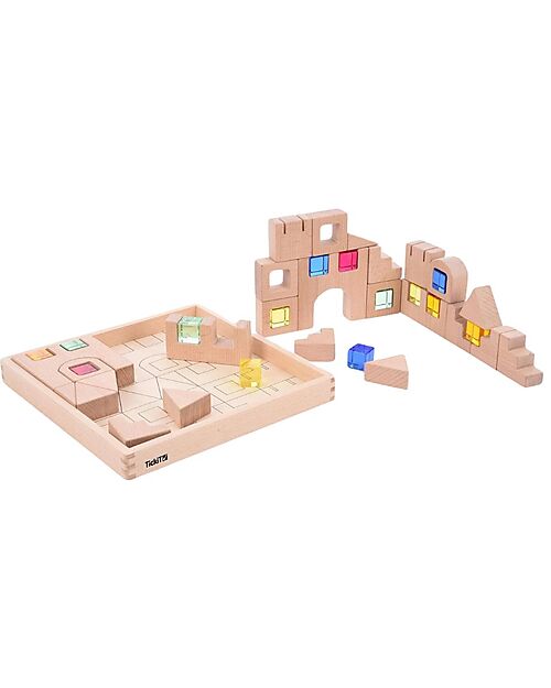tickit Gem Blocks Construction Set - 25 Pieces - Beech Wood - from 3 Years Wooden Blocks and Construction Sets
