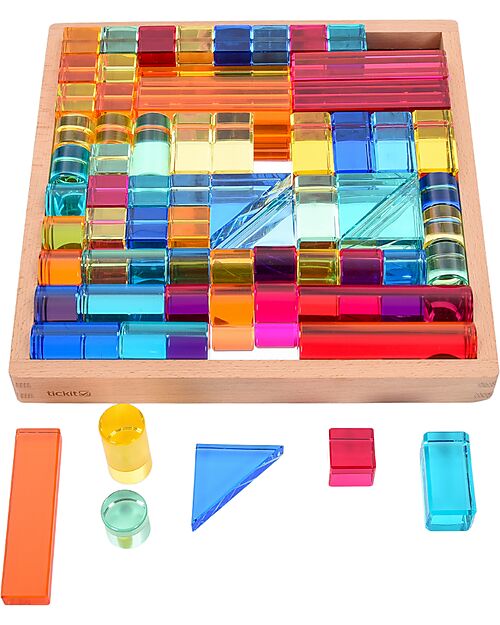 tickit Gem Building Mirror Tray - 72 Pieces - from 3 Years - For Light Panel Sensory Games_