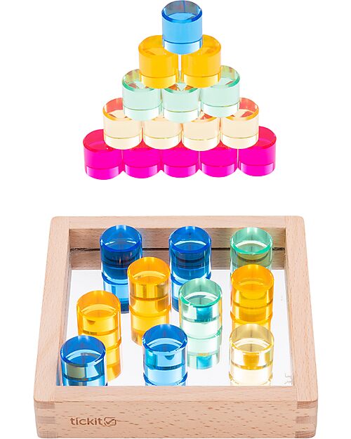 tickit Gem Circle Mirror Tray - 25 Pieces - from 3 Years - For Light Panel Sensory Games_
