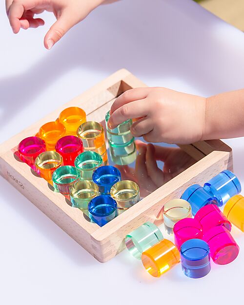 tickit Gem Circle Mirror Tray - 25 Pieces - from 3 Years - For Light Panel Sensory Games_