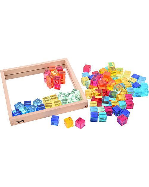 tickit Gem Cube Mirror Tray - 100 Pieces - from 3 Years - For Light Panel Sensory Games_