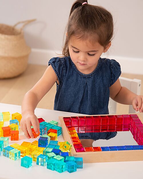 tickit Gem Cube Mirror Tray - 100 Pieces - from 3 Years - For Light Panel Sensory Games_