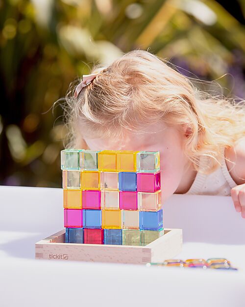 tickit Gem Cube Mirror Tray - 25 Pieces - from 3 Years - For Light Panel Sensory Games_