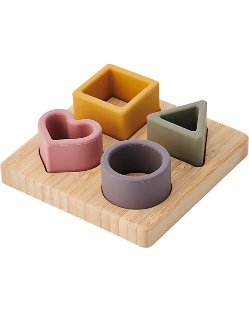 tickit Geometric Shapes Interlocking Puzzle Game - Earth - Bamboo Wood and Food Grade Silicone Wooden Stacking Toys