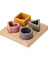 tickit Geometric Shapes Interlocking Puzzle Game - Earth - Bamboo Wood and Food Grade Silicone Wooden Stacking Toys