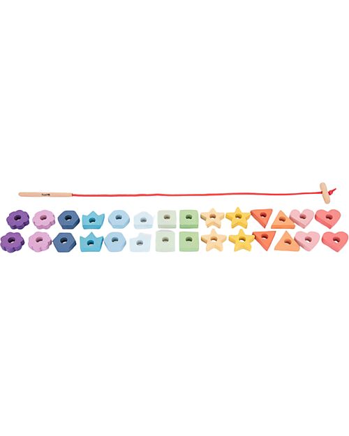 tickit Lacing Shapes - Rainbow - 28 Pieces - Solid Wood - from 18 Months Wooden Stacking Toys
