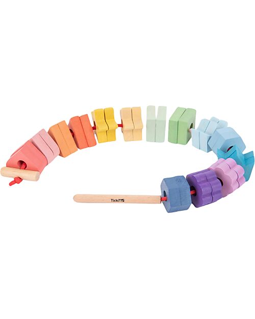 tickit Lacing Shapes - Rainbow - 28 Pieces - Solid Wood - from 18 Months Wooden Stacking Toys