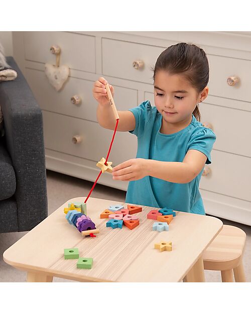 tickit Lacing Shapes - Rainbow - 28 Pieces - Solid Wood - from 18 Months Wooden Stacking Toys